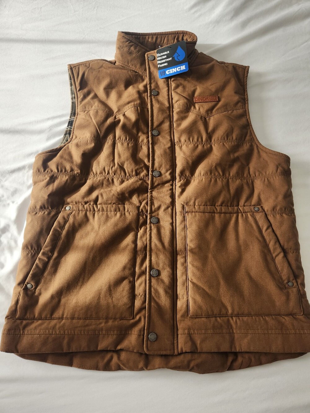 Cinch Brown Quilted Insulated Vest Size Large *NEW*